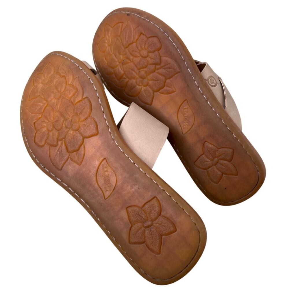 Born Leather Cross Strap Slide Sandals, Walk Comfort Summer in Cream Women’s 10M - Picture 7 of 8